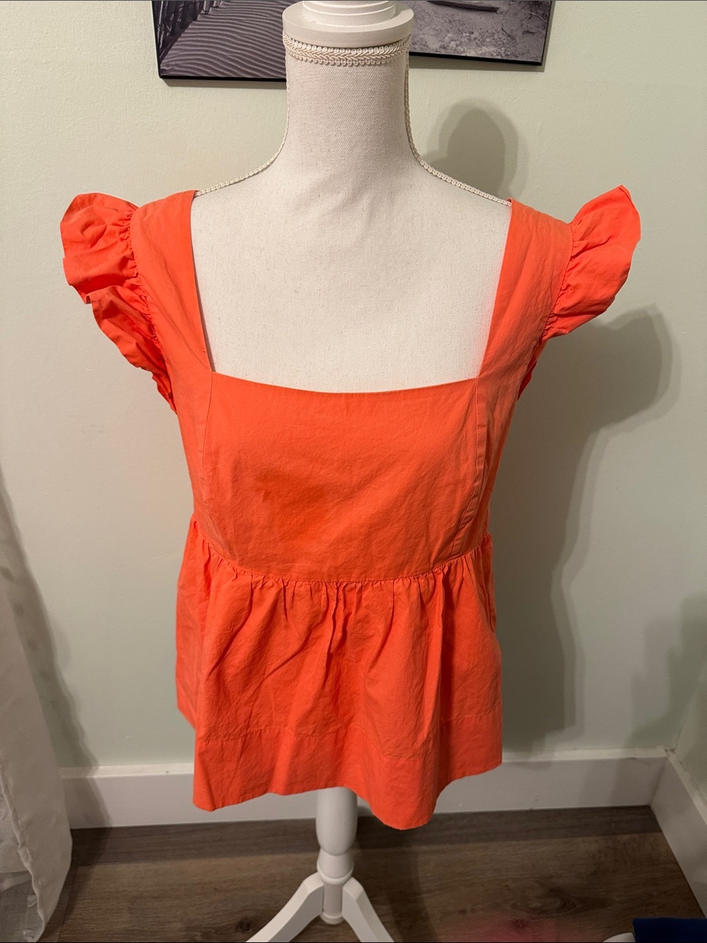 Lily Pulitzer 
Womens Square Neck Ruffle Sleeve Top - Orange